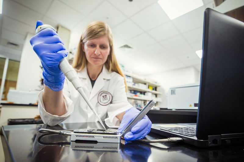 Lab manager doing genome sequencing in the lab.