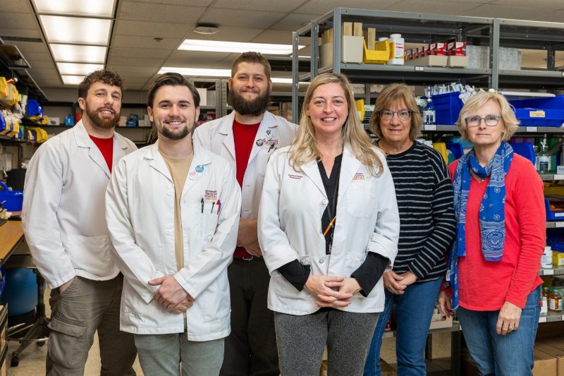 (From left) Brandon Willis, Logan Gillenwater, Kyle Eberstein, Jessica Dolinger, Patricia Roberts, and Donna Kadlec.