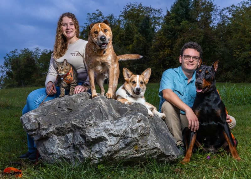 Emilee Lacey and family hike at Heritage Park in Blacksburg, Virginia.