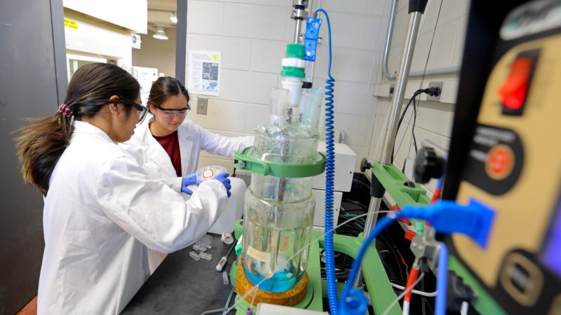Chemistry majors working in a lab